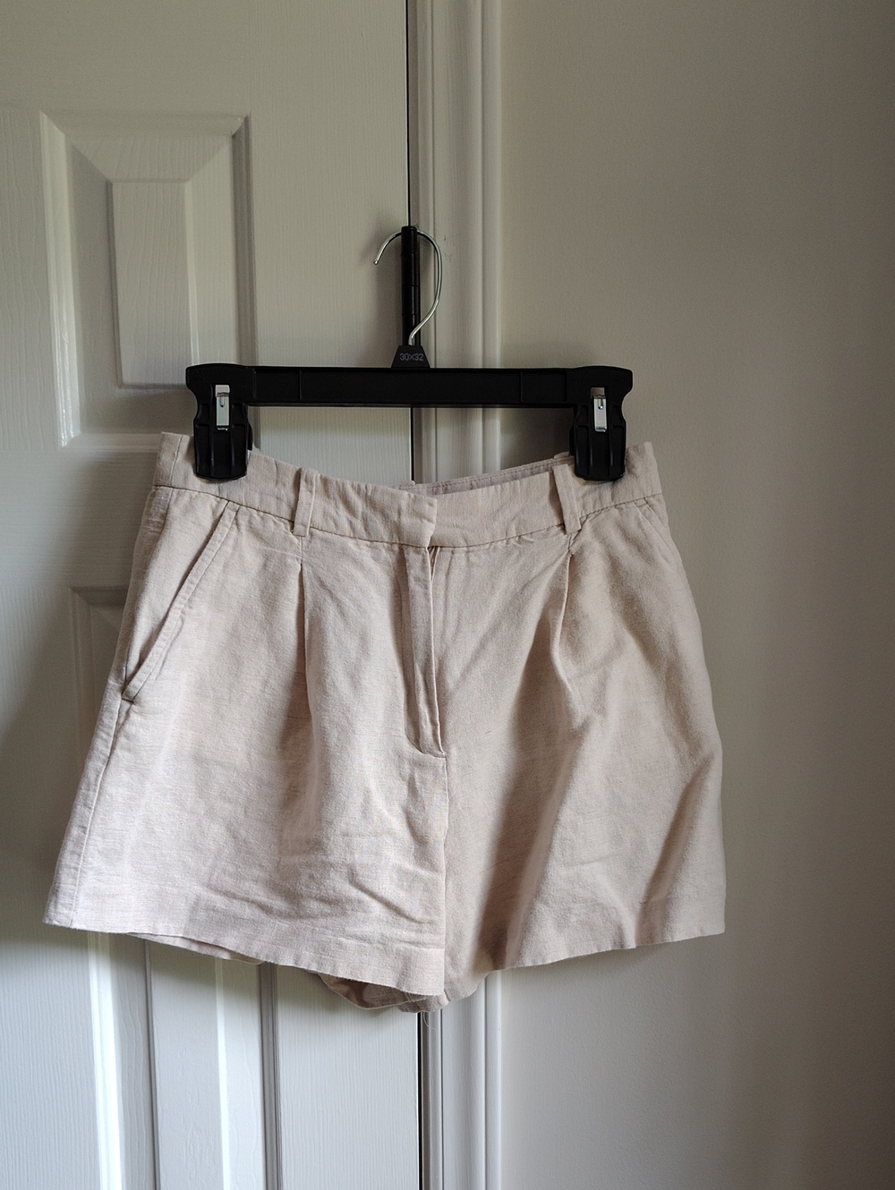 Zara Beige Pleated High-Rise Shorts